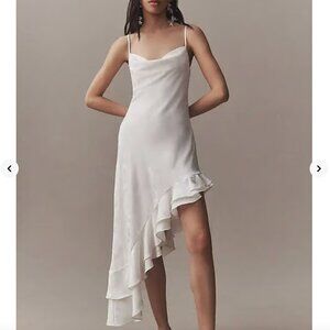 BHLDN Cowel Neck Asymmetrical Flounce Hem Dress